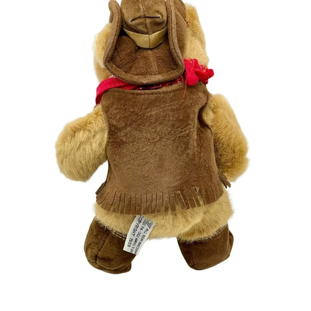 Lone Star Bear Plush Suede Boots Hat Vest Red Bandana Vintage 1989 OZ  9 in‎